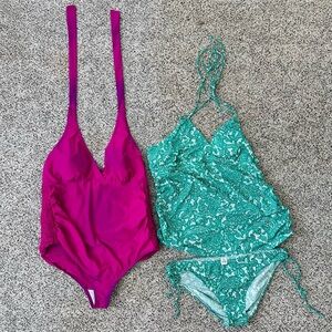 Motherhood Maternity Pink and Green Swimwear Set